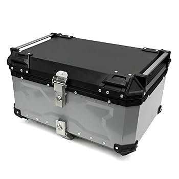バイクリアボックス アルミトップケース  簡単脱着 (65L Silver 銀) Amazon | アルミトップケース リアボックス トップケース
